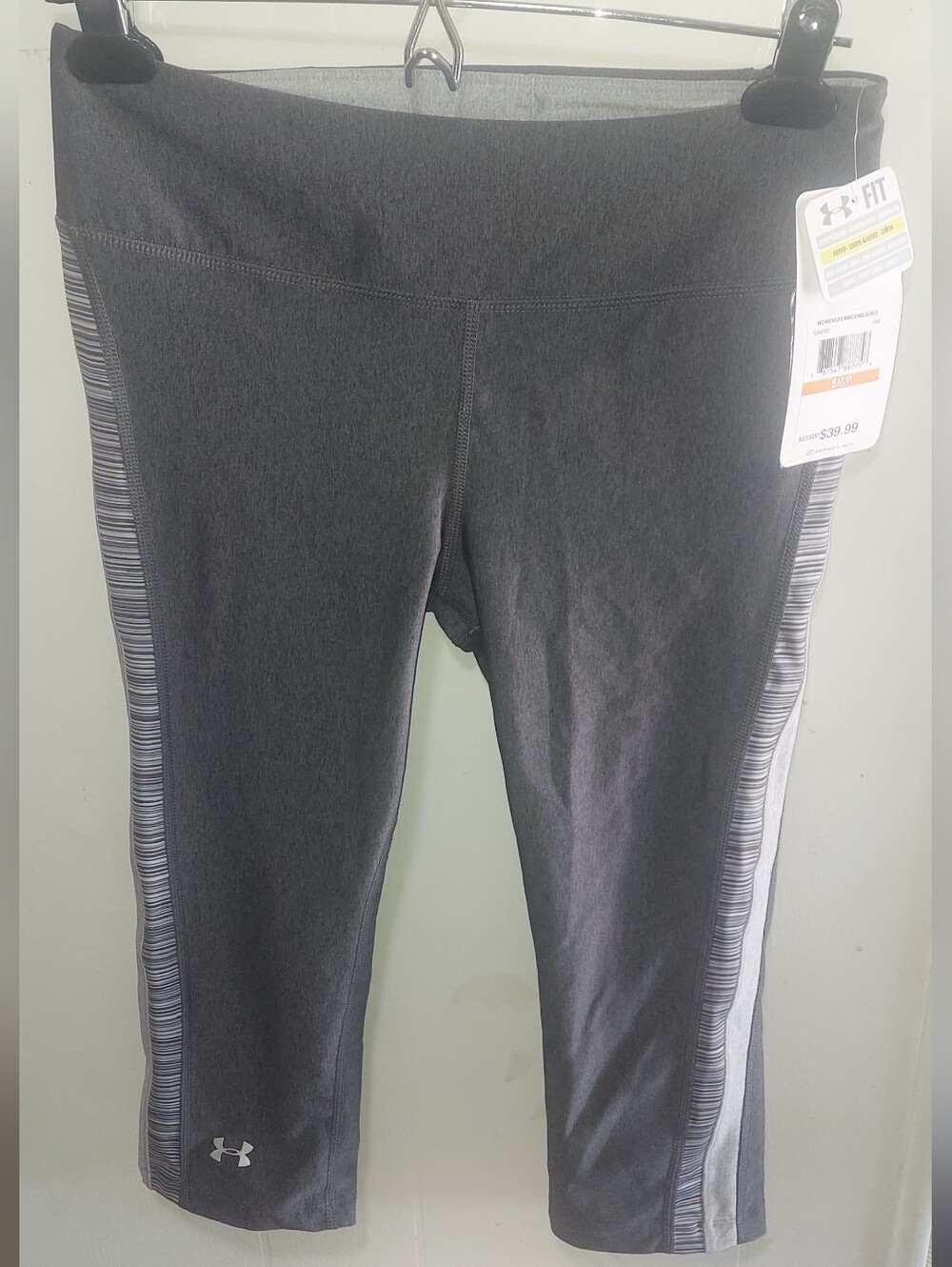 Under Armour Charcoal Gray Capri Leggings with Side Stripe